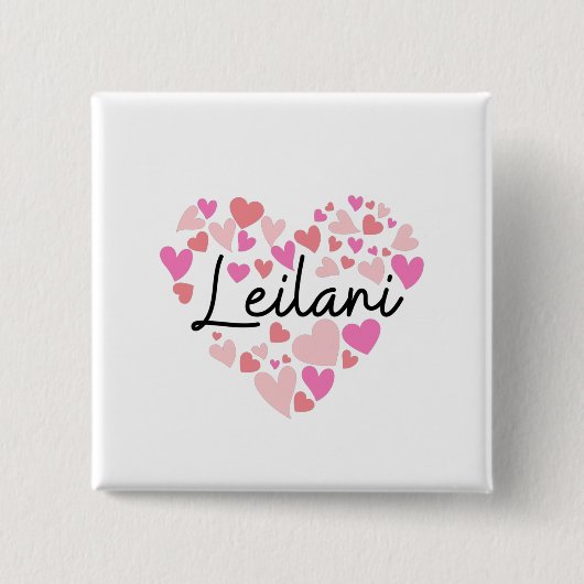 Badge Carré 5 Cm J'aime Leilani (Devant)