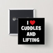 Badge Carré 5 Cm J'Aime Les Boules Et Les Poids De Levage - Novelté (Devant & derrière)