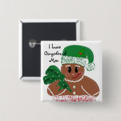 Badge Carré 5 Cm J'Aime Les Gingerbread Hommes (Devant & derrière)