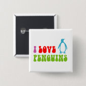 Badge Carré 5 Cm J'aime les pingouins (Devant & derrière)
