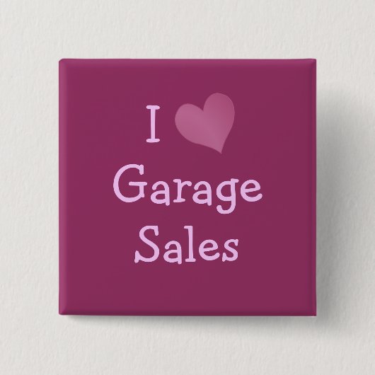 Badge Carré 5 Cm J'aime les ventes de garages (Devant)