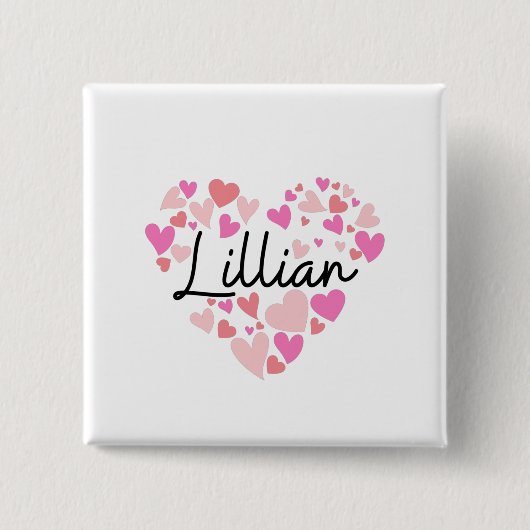Badge Carré 5 Cm J'aime Lillian (Devant)