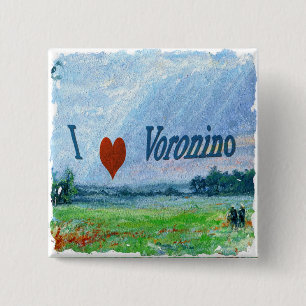 Badge Carré 5 Cm J'aime l'insigne de bouton de Voronino (un village