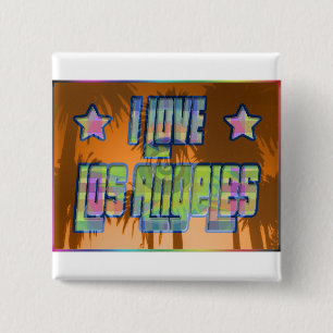 Badge Carré 5 Cm J'AIME Los Angeles Beau Bouton de coucher de solei