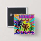 Badge Carré 5 Cm J'AIME Los Angeles Eternal Button (Devant & derrière)