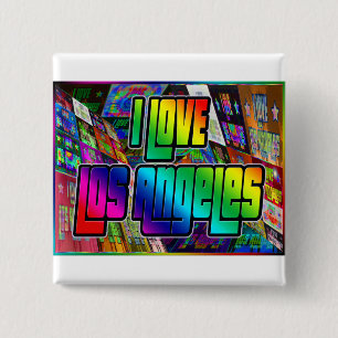 Badge Carré 5 Cm J'AIME Los Angeles Twist Button