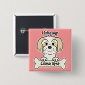 Badge Carré 5 Cm J'aime ma Lhasa Apso (Devant & derrière)