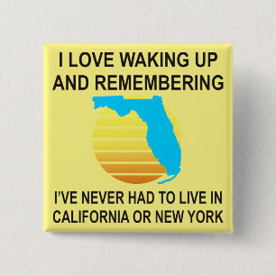 Badge Carré 5 Cm J'Aime Me Réveiller En Floride Et Ne Jamais Avoir 