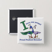 Badge Carré 5 Cm J'Aime Mes Peeps-Breeders (Devant & derrière)