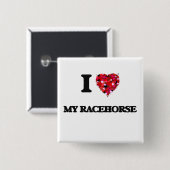 Badge Carré 5 Cm J'aime mon cheval de course (Devant & derrière)