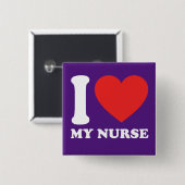 Badge Carré 5 Cm J'aime mon infirmière (Devant & derrière)