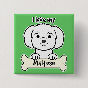 Badge Carré 5 Cm J'aime mon maltais