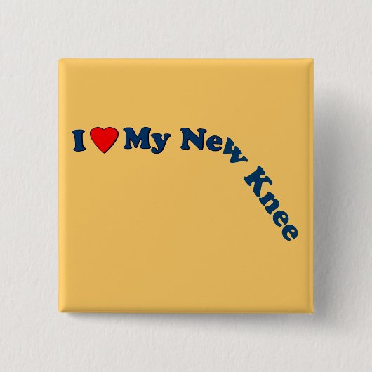 Badge Carré 5 Cm J'aime mon nouveau genou (Devant)