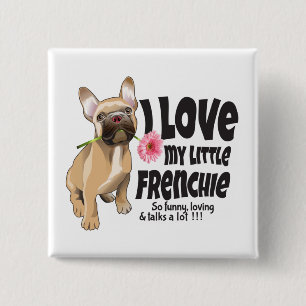 Badge Carré 5 Cm J'aime mon petit Français - French bulldog