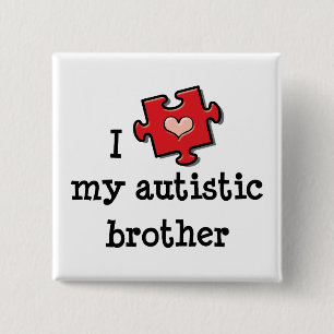 Badge Carré 5 Cm J'aime mon Pin autiste de sensibilisation sur