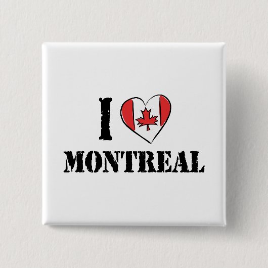 Badge Carré 5 Cm J'aime Montréal Canada (Devant)