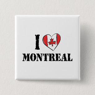 Badge Carré 5 Cm J'aime Montréal Canada