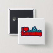 Badge Carré 5 Cm J'aime nager (Devant & derrière)