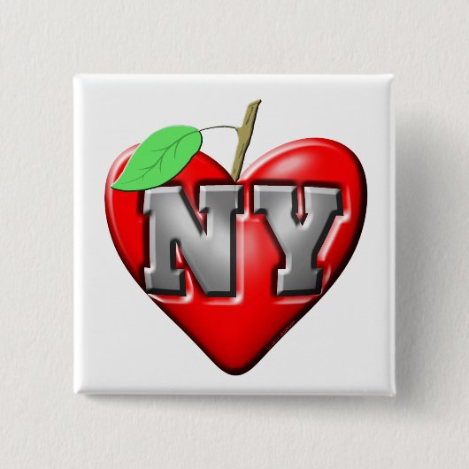 Badge Carré 5 Cm J'aime NY (Devant)