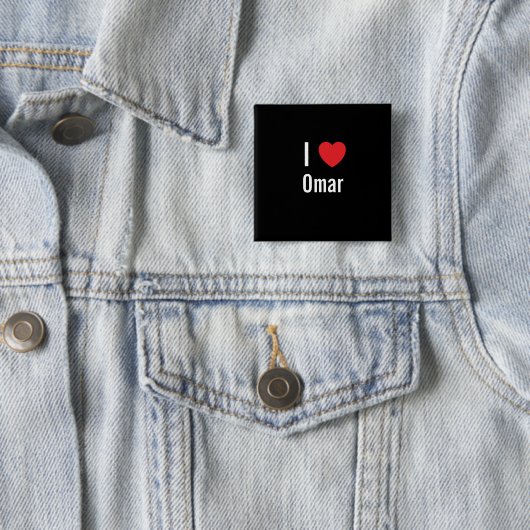 Badge Carré 5 Cm J'aime Omar (En situation)