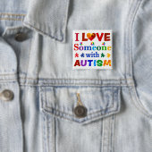 Badge Carré 5 Cm J'aime quelqu'un avec AUTISM (En situation)