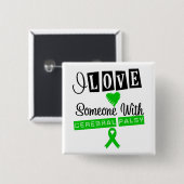 Badge Carré 5 Cm J'Aime Quelqu'Un Avec La Peste Cérébrale (Devant & derrière)