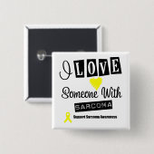 Badge Carré 5 Cm J'Aime Quelqu'Un Avec Sarcome (Devant & derrière)