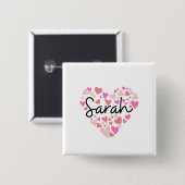 Badge Carré 5 Cm J'aime Sarah (Devant & derrière)
