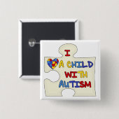 Badge Carré 5 Cm J'aime un enfant avec l'autisme (Devant & derrière)