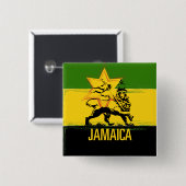 Badge Carré 5 Cm Jamaican Lion of Judah Button (Devant & derrière)