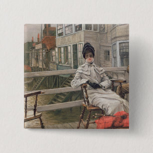 Badge Carré 5 Cm James Tissot attendant le ferry, c.1878