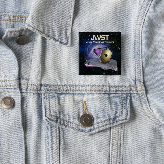 Badge Carré 5 Cm James Webb Télescope spatial JWST (En situation)