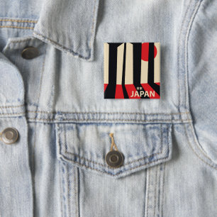 Badge Carré 5 Cm Japan vintage forest travel poster.