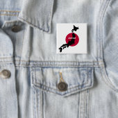 Badge Carré 5 Cm Japon - Carte Silhouette et drapeau (En situation)