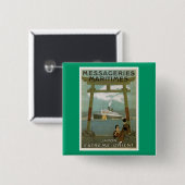 Badge Carré 5 Cm Japon Messegeries "Extrême-Orient" Maritimes (Devant & derrière)