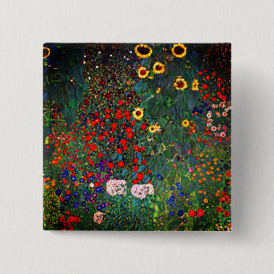 Badge Carré 5 Cm Jardin aux fleurs Gustav Klimt