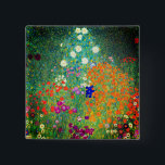 Badge Carré 5 Cm Jardin aux fleurs Gustav Klimt<br><div class="desc">Bouton représentant le Jardin des fleurs de Gustav Klimt (1906). Un beau jardin de fleurs violettes,  rouges,  blanches,  bleues et oranges. Un grand cadeau pour les amateurs d'art Art Nouveau et autrichien.</div>