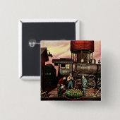 Badge Carré 5 Cm Jardin d'agrément de yard de train par Stevan (Devant & derrière)