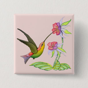 Badge Carré 5 Cm Jardin de colibri