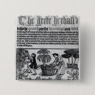 Badge Carré 5 Cm Jardin de herbes aromatiques médiéval