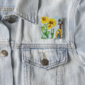 Badge Carré 5 Cm Jardin de Sunflower (En situation)