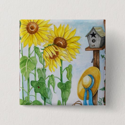 Badge Carré 5 Cm Jardin de Sunflower (Devant)