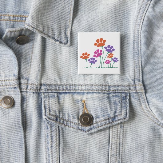 Badge Carré 5 Cm Jardin des fleurs Pawprint (En situation)