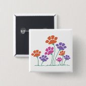Badge Carré 5 Cm Jardin des fleurs Pawprint (Devant & derrière)