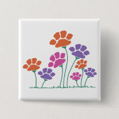 Badge Carré 5 Cm Jardin des fleurs Pawprint (Devant)