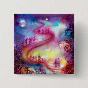 BADGE CARRÉ 5 CM JARDIN DES OMBRES PERDUES - ESCALIERS MYSTIQUES