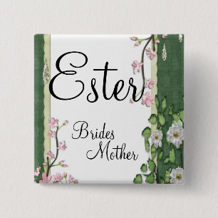 Badge Carré 5 Cm Jardin élégant Classy Mariées Mère Mariage