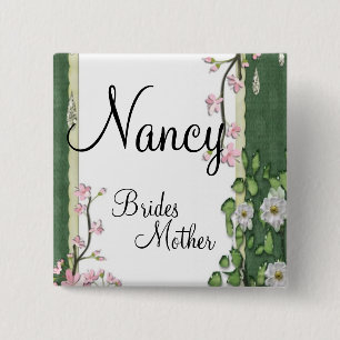 Badge Carré 5 Cm Jardin élégant Classy Mariées Mère Mariage