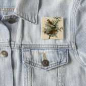 Badge Carré 5 Cm Jaseur cèdre d'Audubon (En situation)