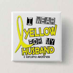 Badge Carré 5 Cm JAUNE d'USAGE du sarcome I POUR MON MARI 37